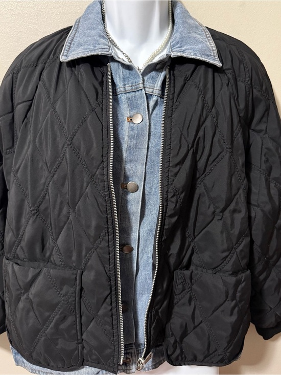 Tribal Jackets & Blazers - Tribal Black Quilted Puffer Jacket with Denim
